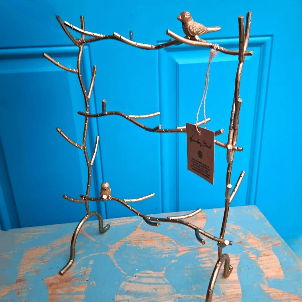 Birds Gold Metal Jewelry Display Stand Tree Branch Organizer Holder Gift for Her